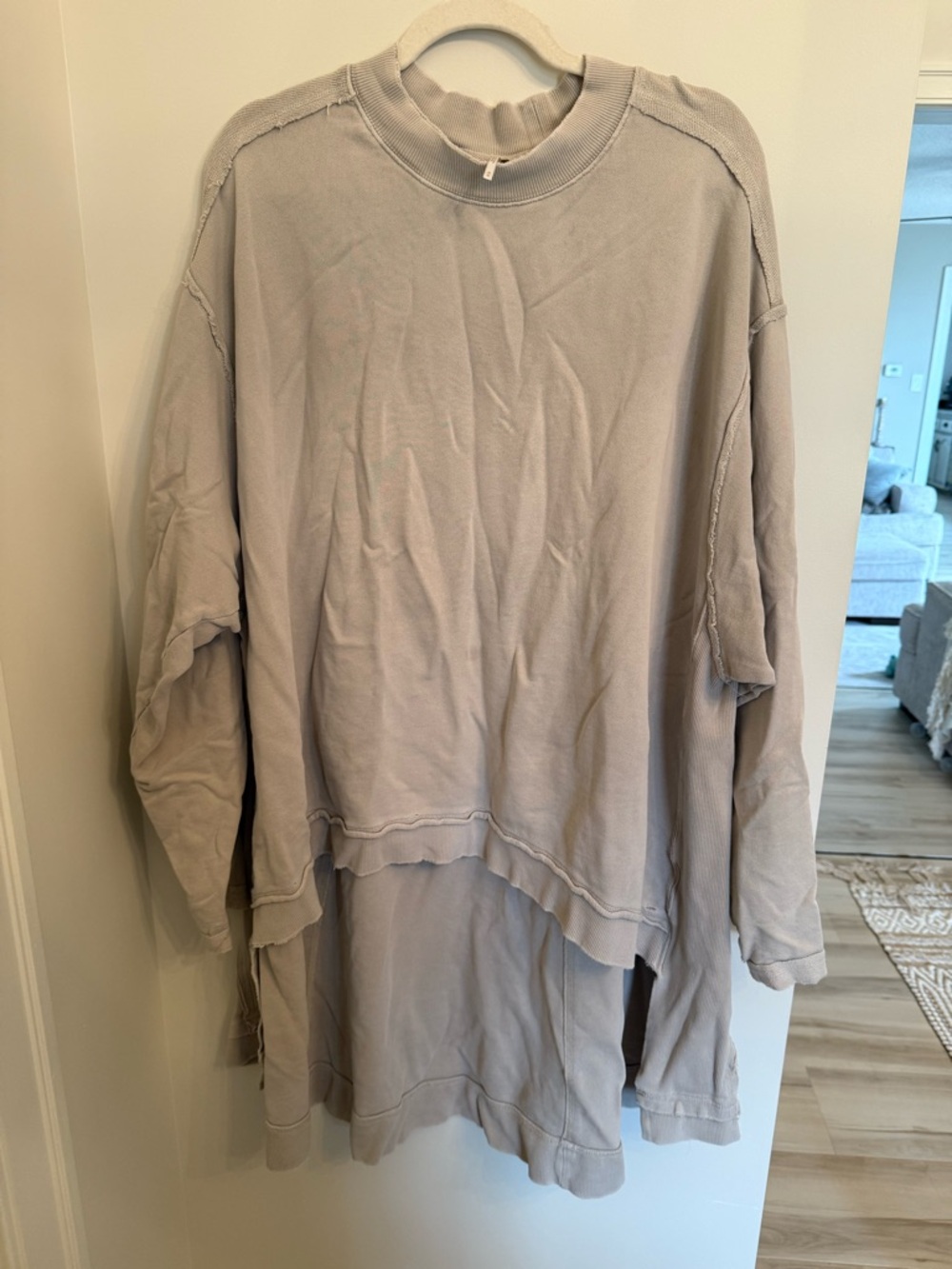 Free People Layered Crewneck Sweatshirt in Taupe